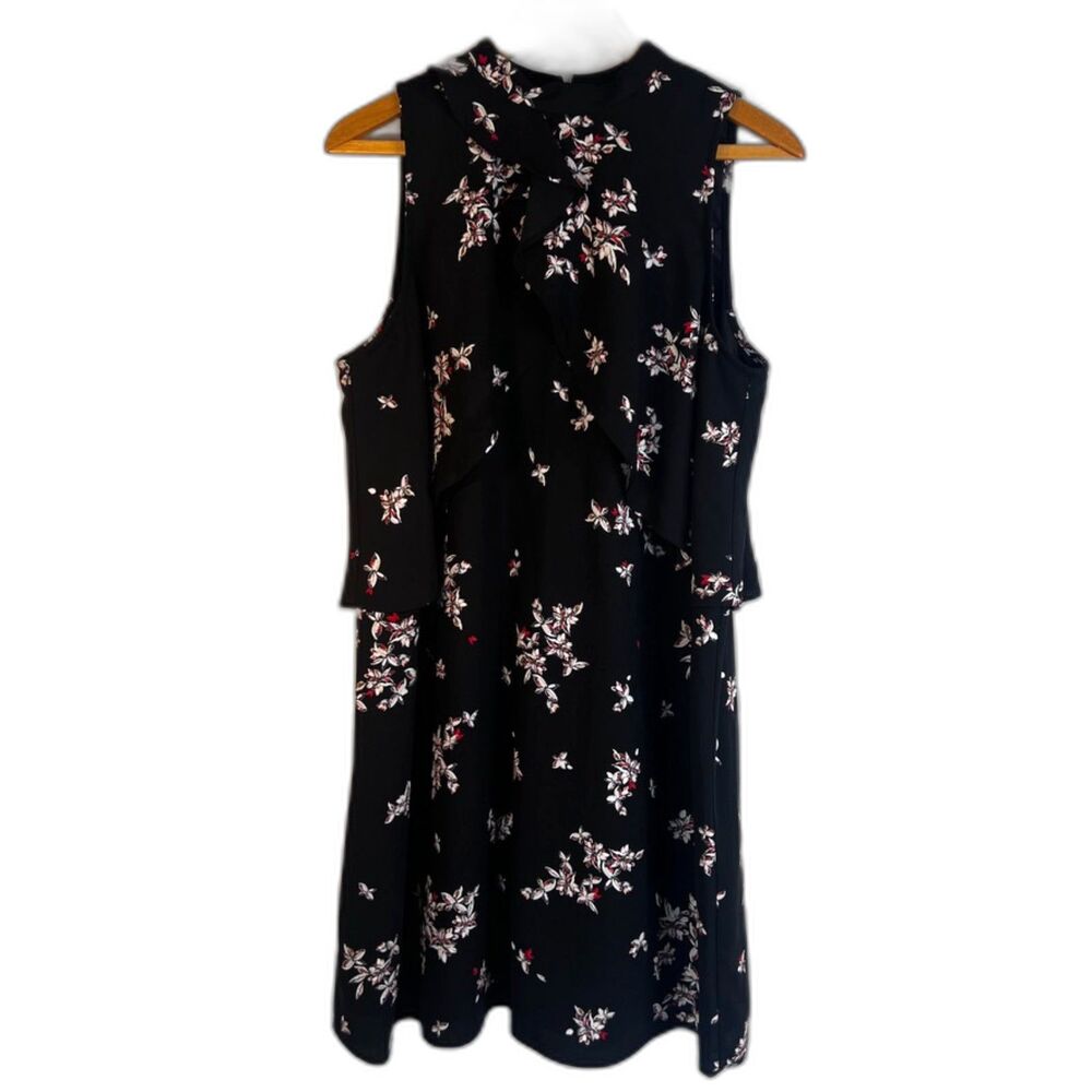 Apt 9 Sleeveless Floral Print Aline Dress Ruffled Bodice Dressy Size Large